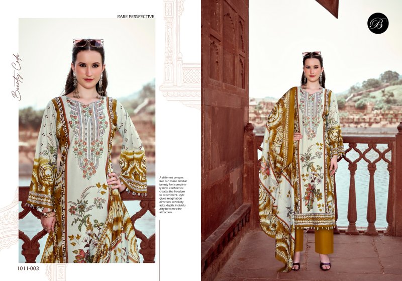 Naira Vol 158 By Belliza Cotton Printed Embroidery Dress Materials 